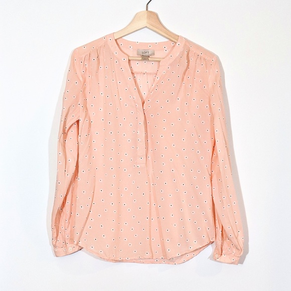 LOFT Tops - LOFT OUTLET Peach Floral Long Sleeve Blouse